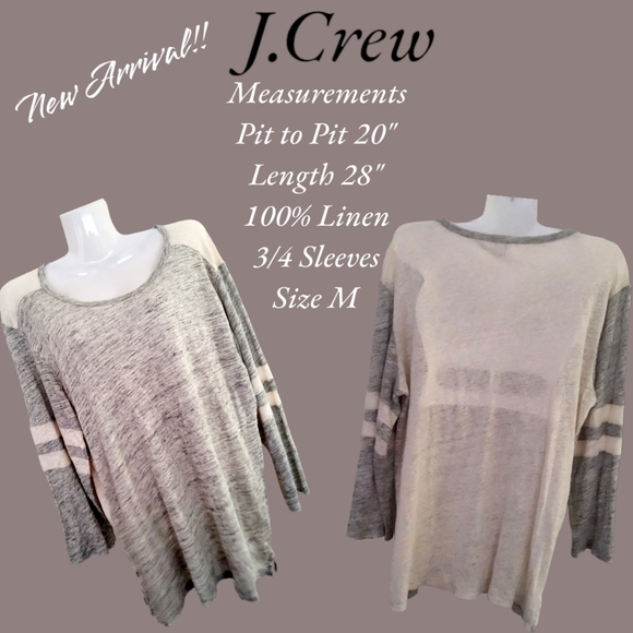 New!! J.Crew Designer Grey and Ivory Colorblock Warm 3/4 Sleeve Top!! Size M. - Picture 9 of 15